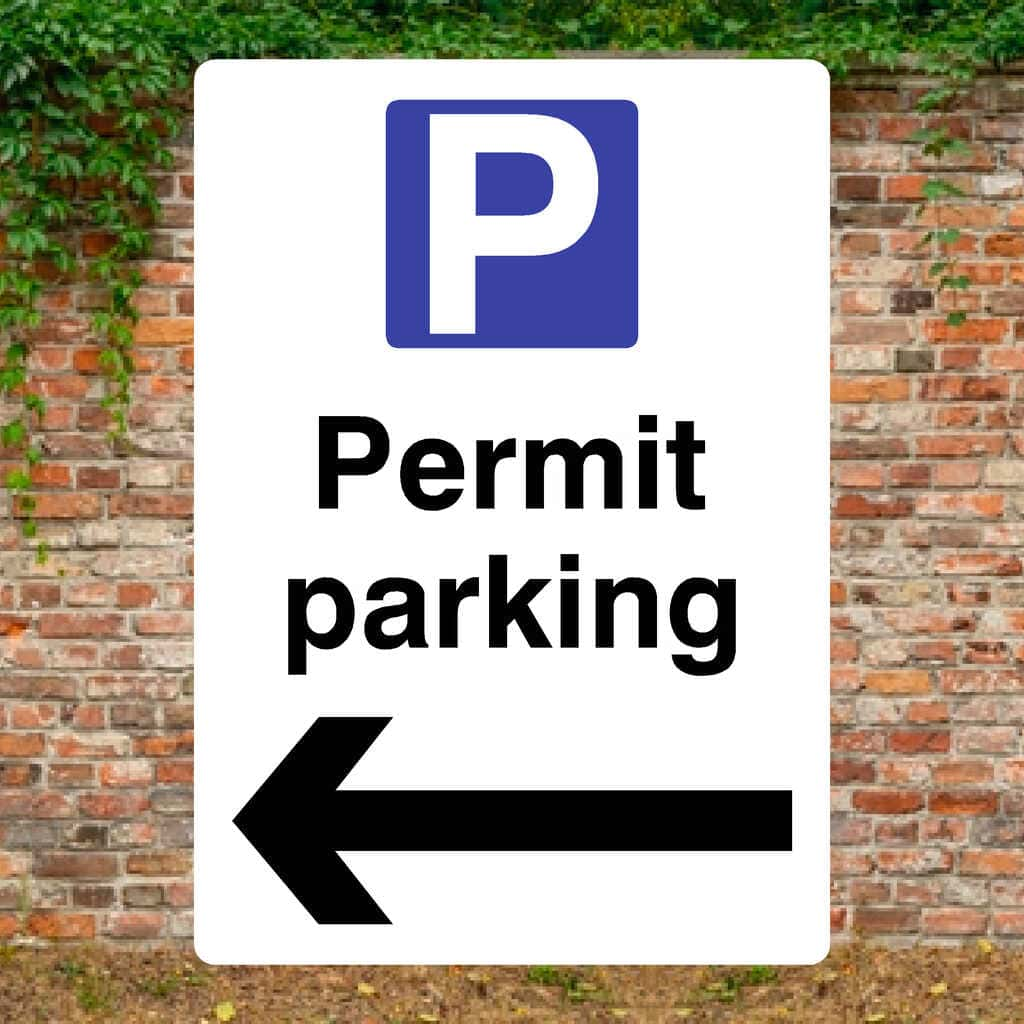 Permit Parking Left Arrow P Sign - The Sign Shed