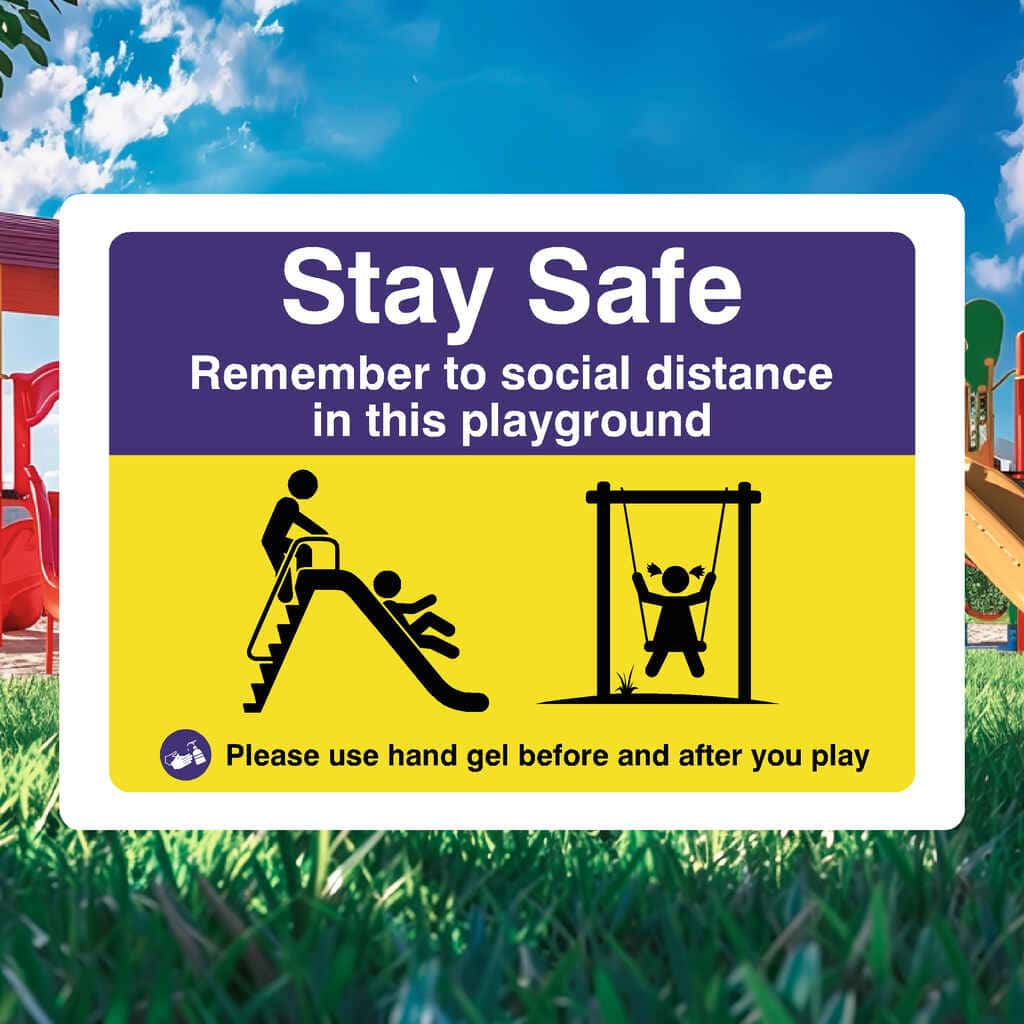 Playground Social Distance Hand Gel Safety Sign - The Sign Shed