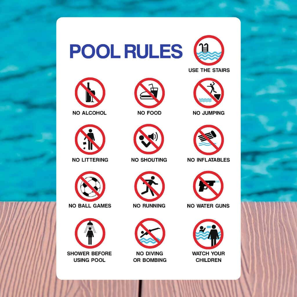 Pool Rules Prohibition Sign - The Sign Shed