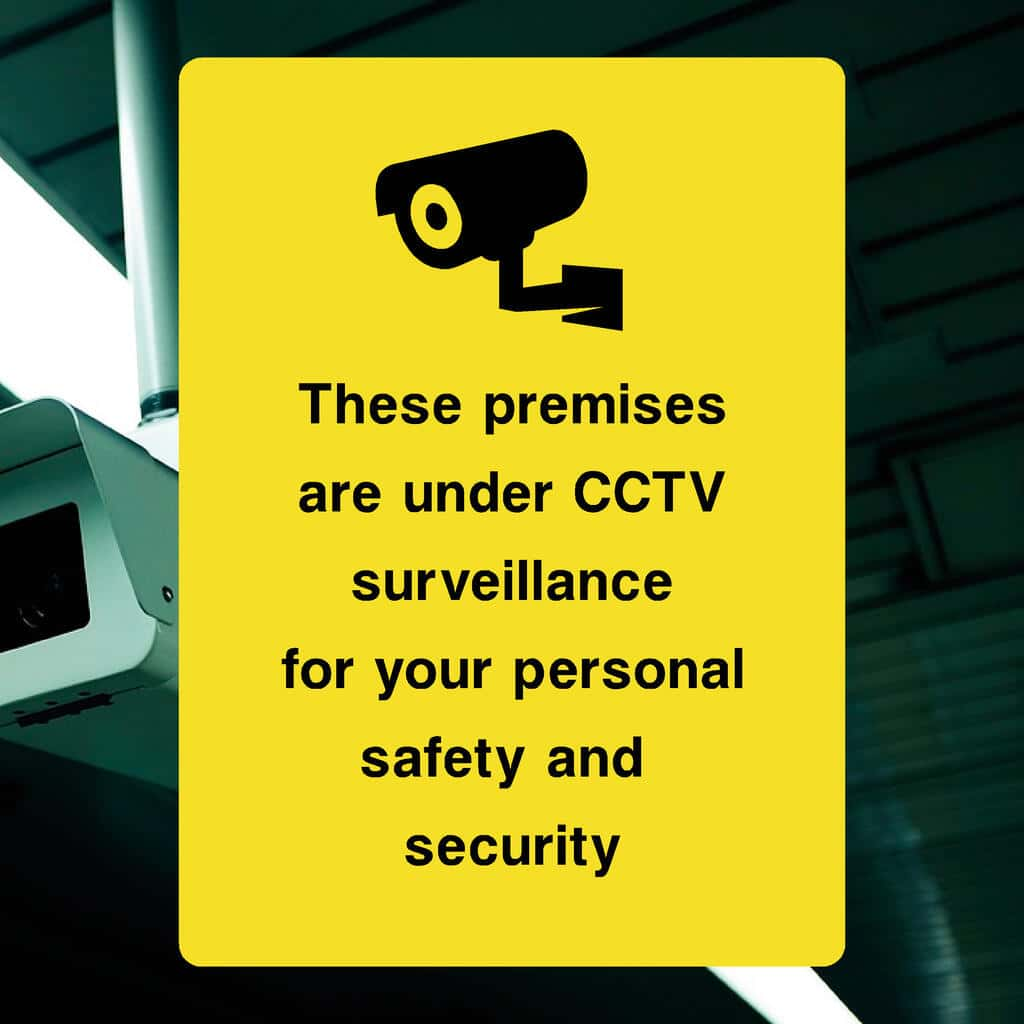 Premises Are Under CCTV Surveillance Personal Safety Yellow Sign - The Sign Shed