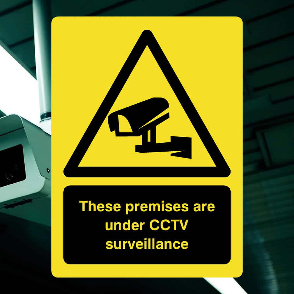 Premises Are Under CCTV Surveillance Yellow Sign - The Sign Shed