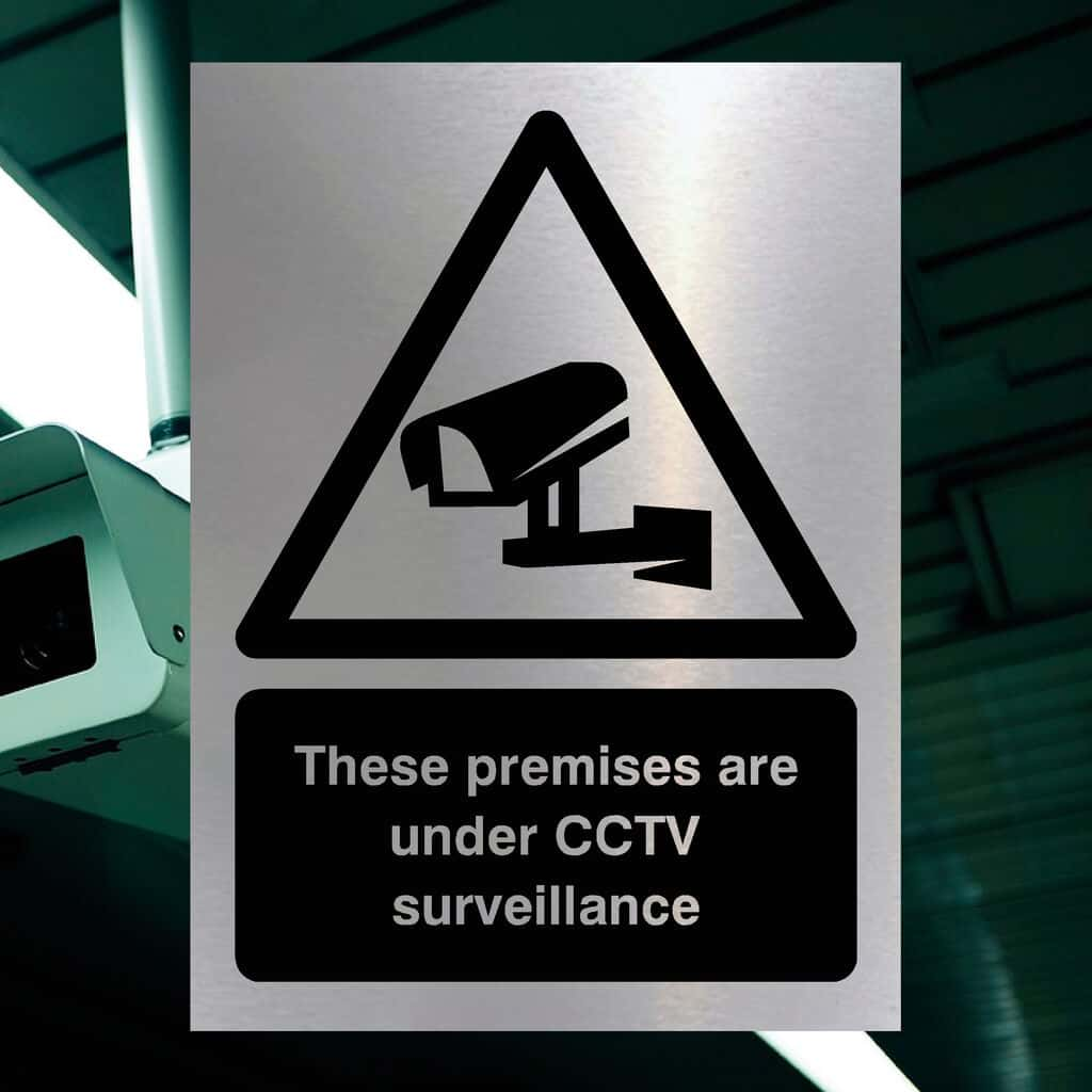 Premises Under CCTV Surveillance Sign Brushed Silver - The Sign Shed