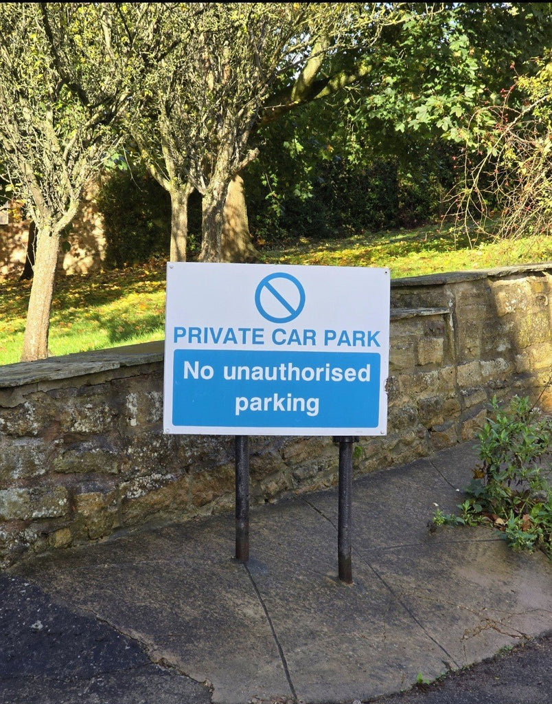 Private Car Park No Unauthorised Parking Sign Bright Blue - The Sign Shed