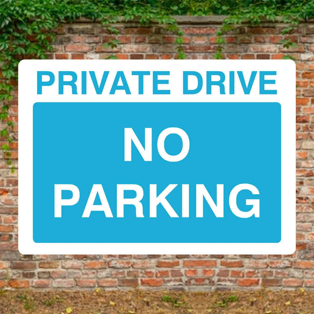 Private Drive No Parking Sign in Bright Blue - The Sign Shed