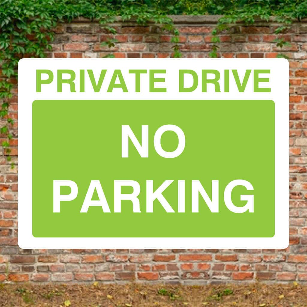 Private Drive No Parking Sign in Bright Green - The Sign Shed