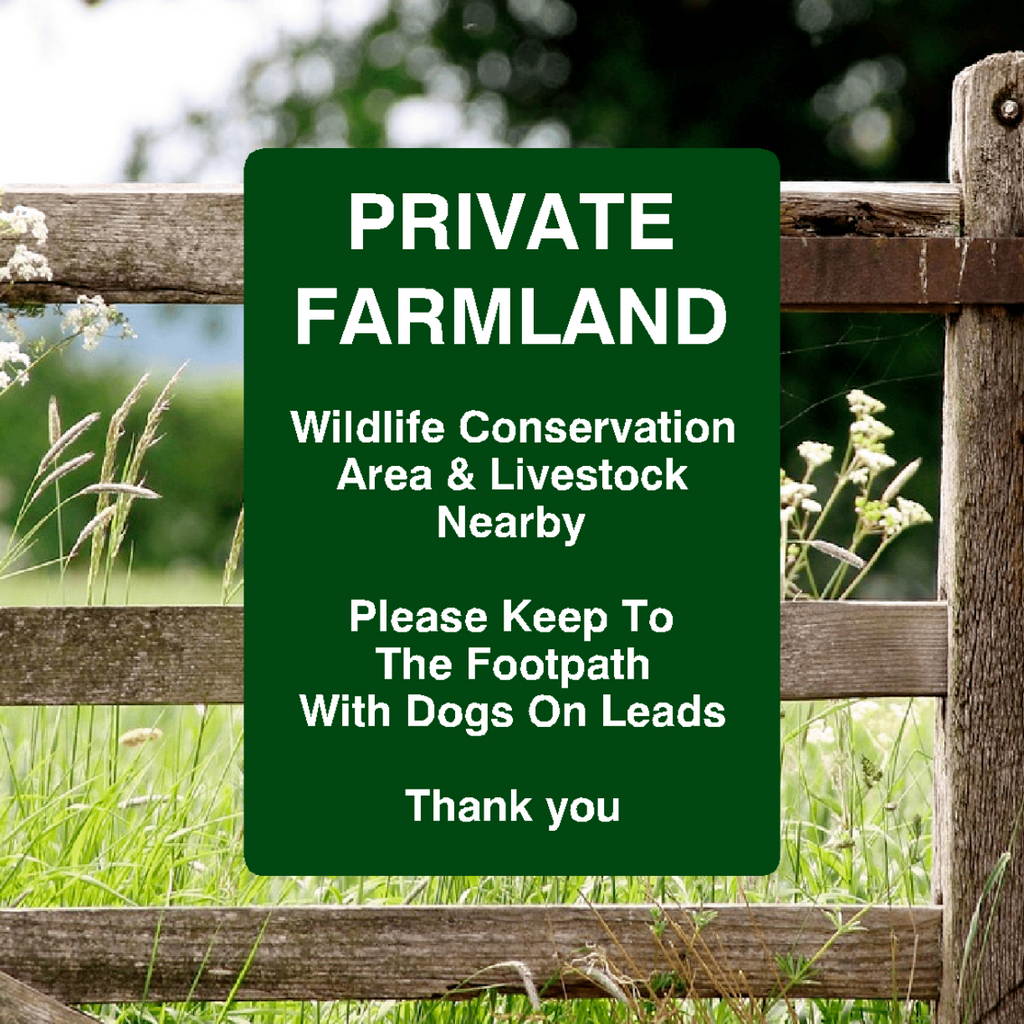 Private Farmland Sign Green Portrait