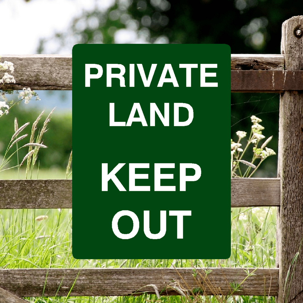 Private Land Keep Out Sign Green Portrait 