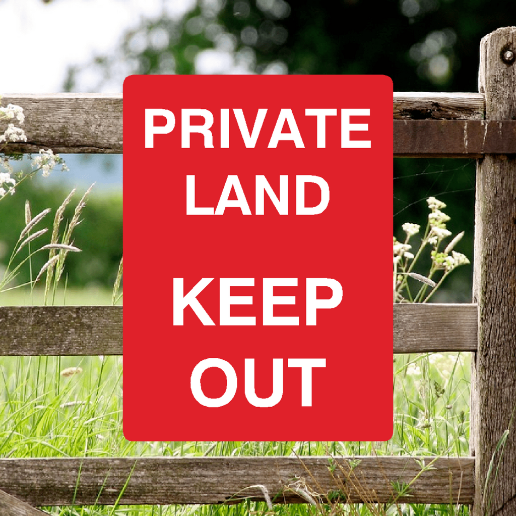 Private Land Keep Out Sign Red Portrait