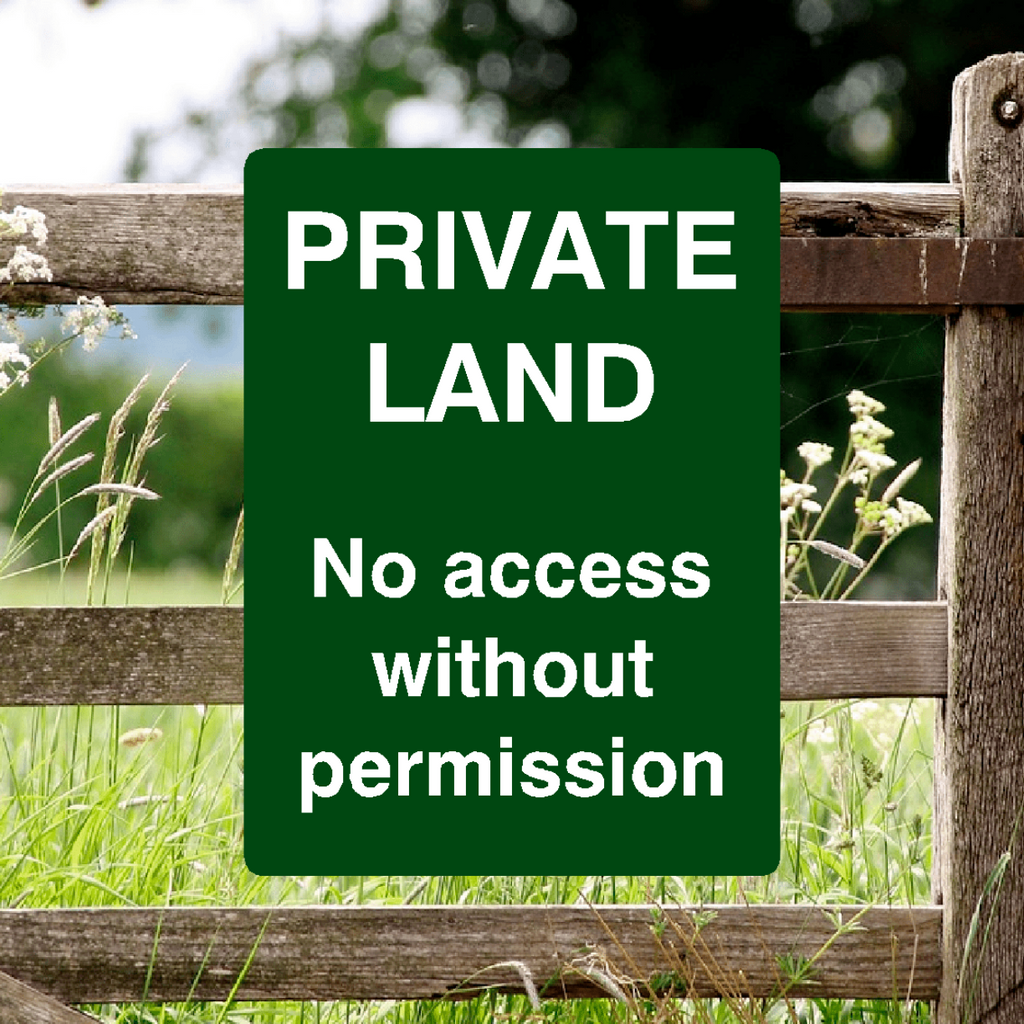 Private Land No Access Without Permission Sign Green Portrait 