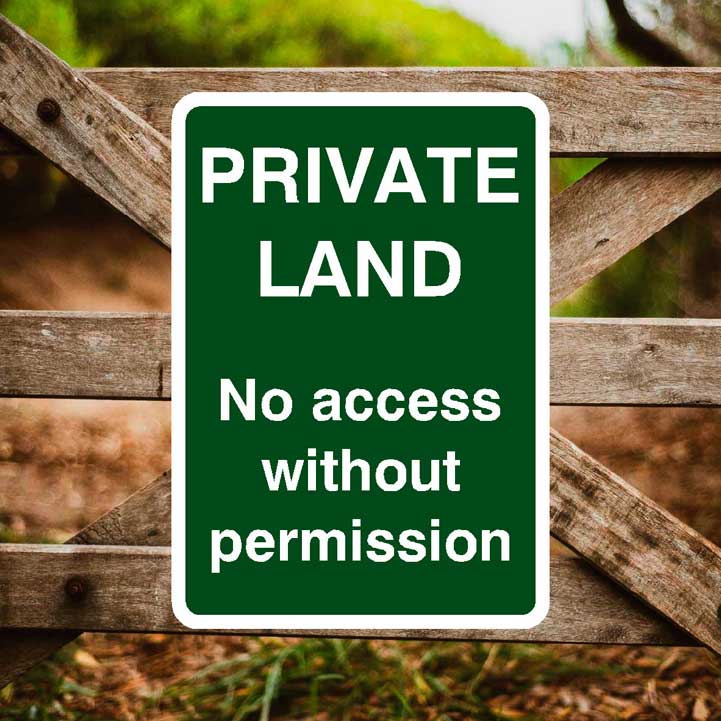 Private Land No Access Without Permission Portrait Sign - The Sign Shed