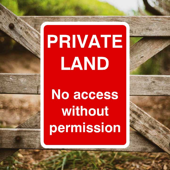 Private Land No Access Without Permission Portrait Sign - The Sign Shed