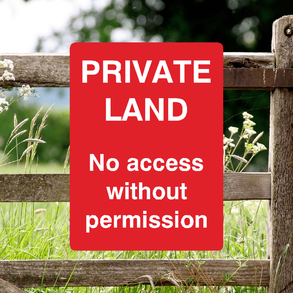 Private Land No Access Without Permission Sign Red Portrait 