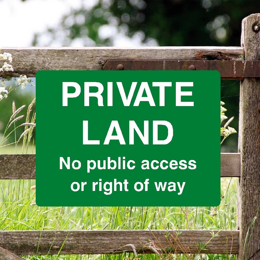 Private Land No Public Access Or Right Of Way Full Colour Sign - The Sign Shed