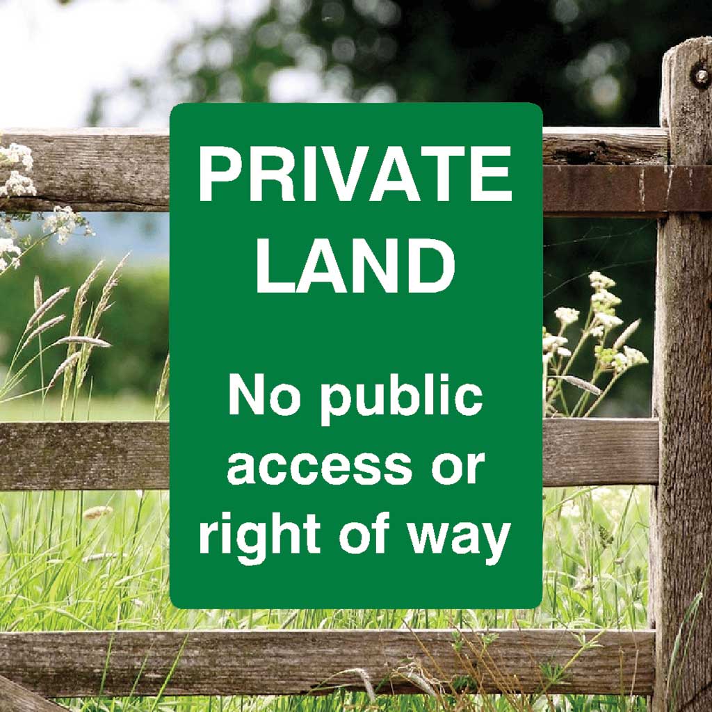 Private Land No Public Access Or Right Of Way Full Colour Sign Portrait - The Sign Shed