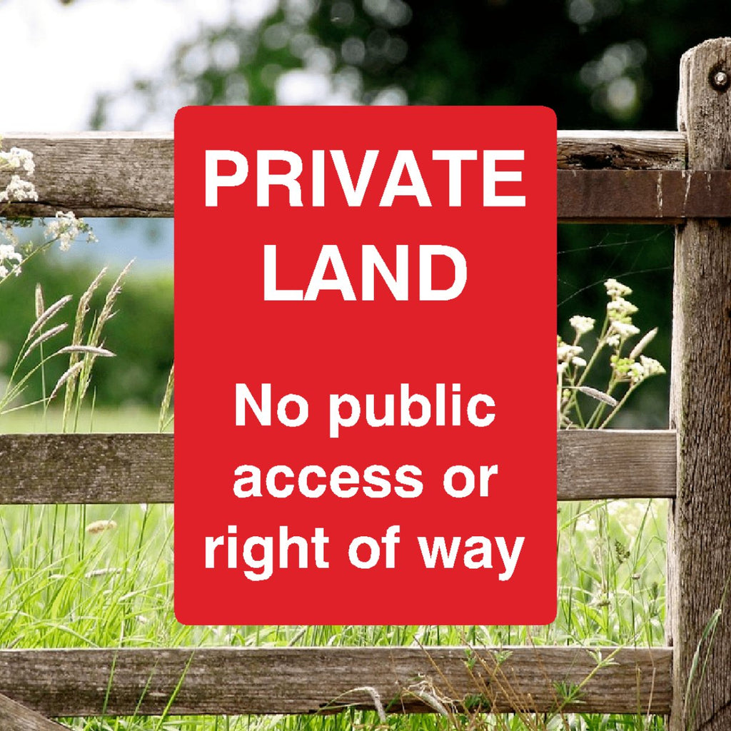 Private Land No Public Access Or Right Of Way Full Colour Sign Portrait - The Sign Shed