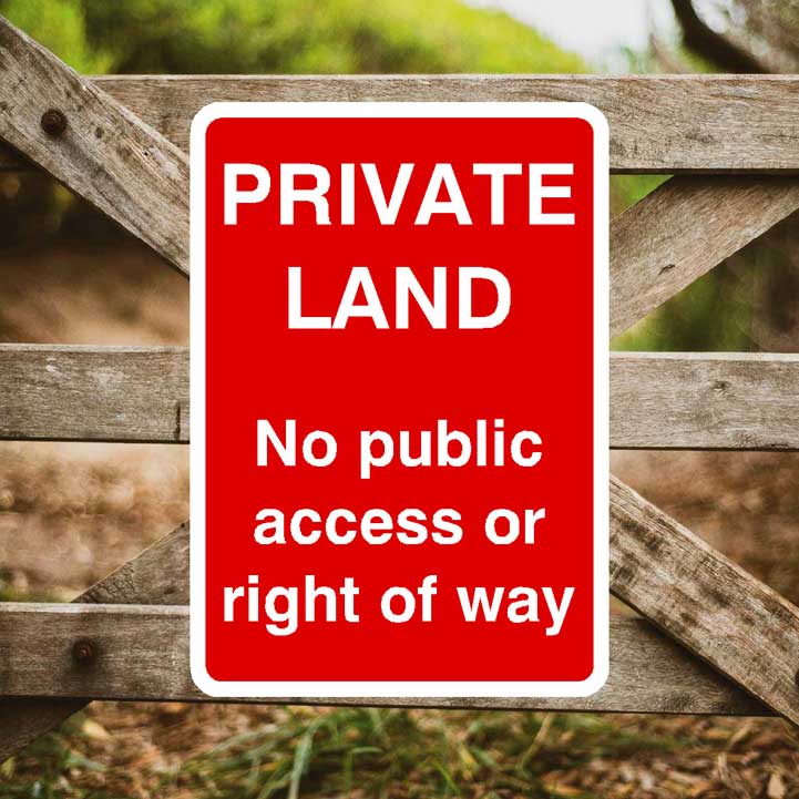 Private Land No Public Access Or Right Of Way Portrait Sign - The Sign Shed