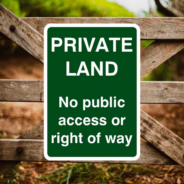 Private Land No Public Access Or Right Of Way Portrait Sign - The Sign Shed