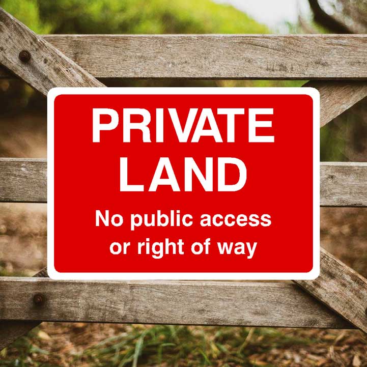 Private Land No Public Access Or Right Of Way Sign - The Sign Shed