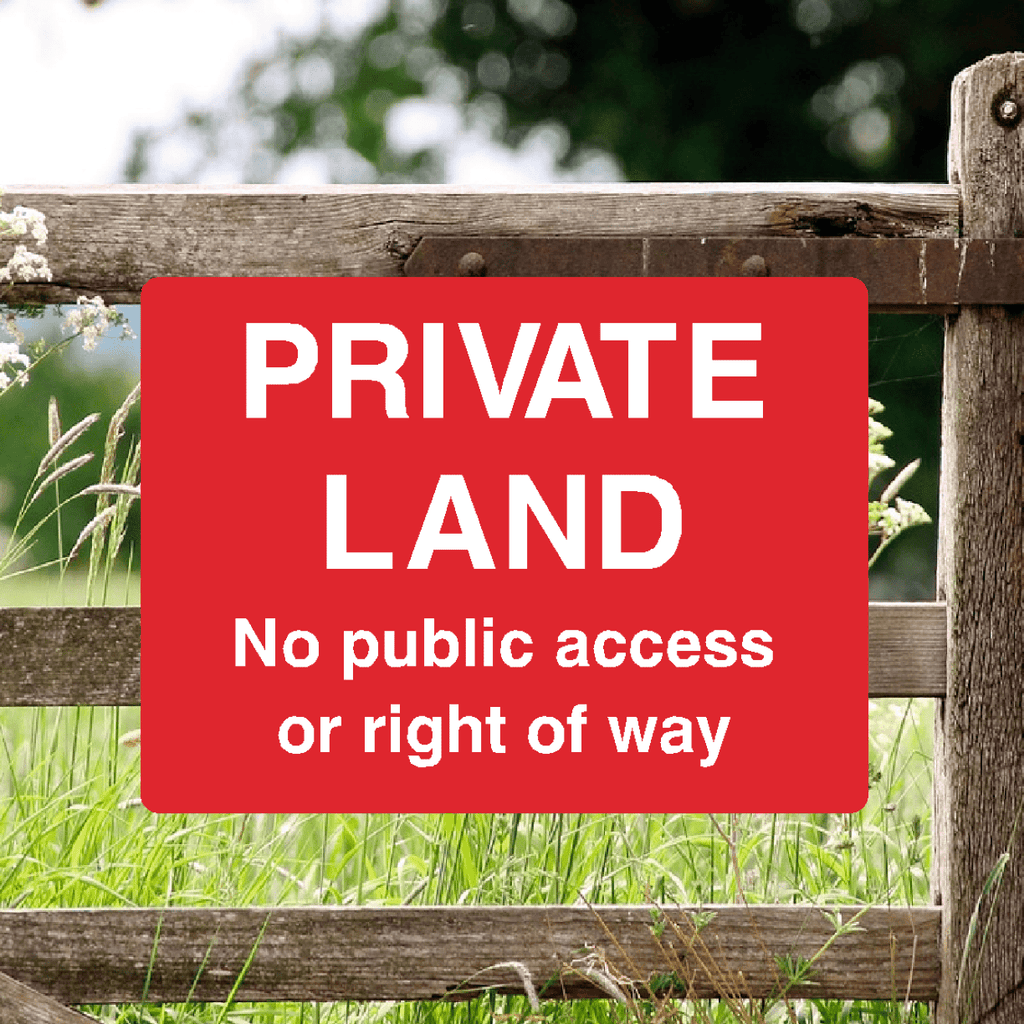 Private Land No Public Access Or Right Of Way Red Sign