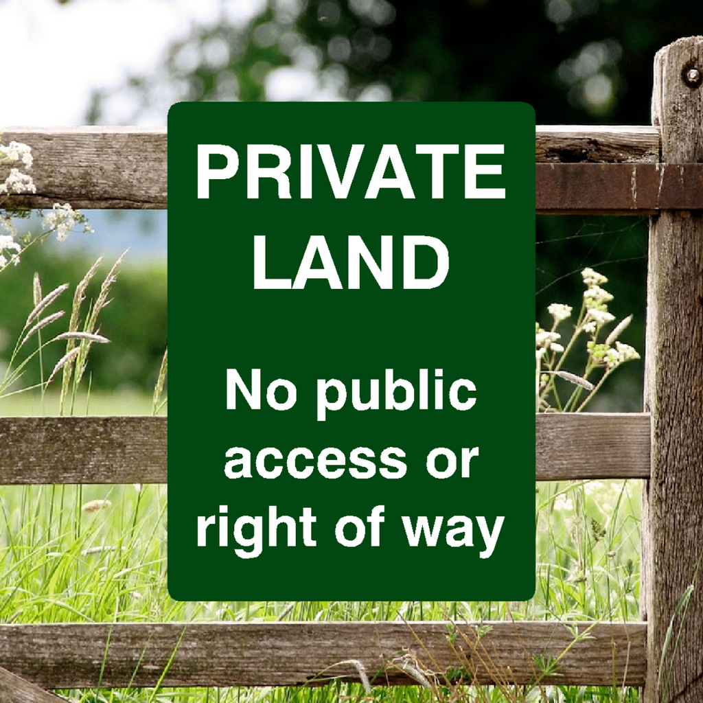 Private Land No Public Access  Sign Portrait Green 