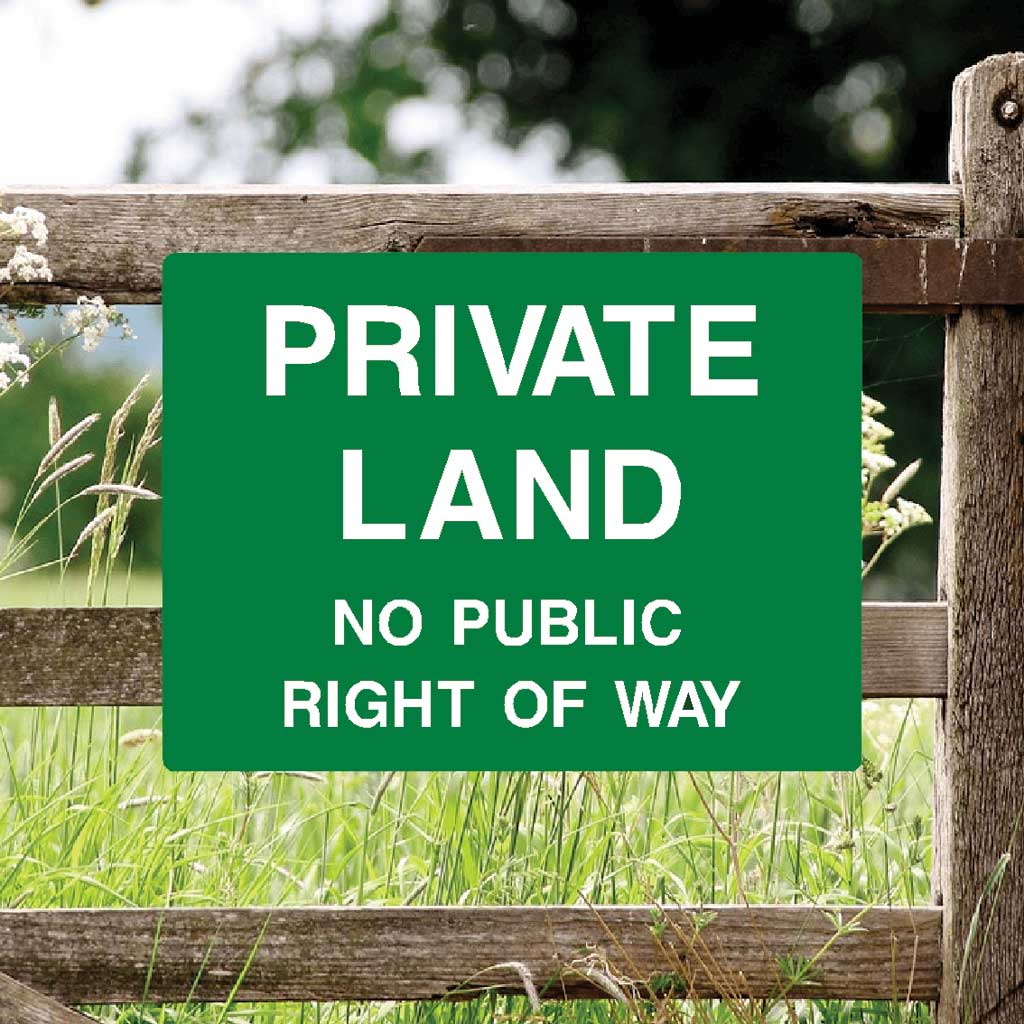 Private Land No Public Right Of Way Full Colour Sign - The Sign Shed