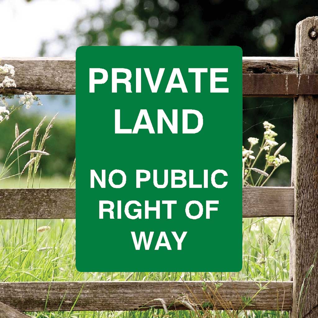 Private Land No Public Right Of Way Full Colour Sign Portrait - The Sign Shed