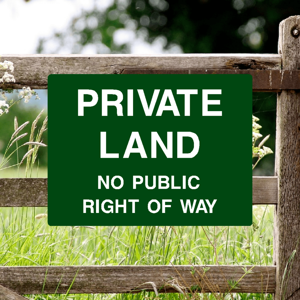 Private Land No Public Right Of Way Sign Green 