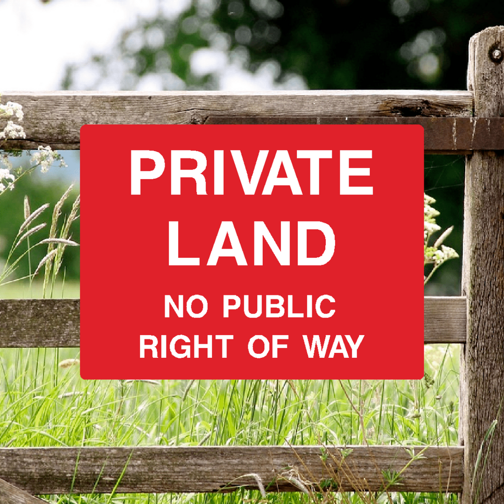 Private Land No Public Right Of Way Sign Red