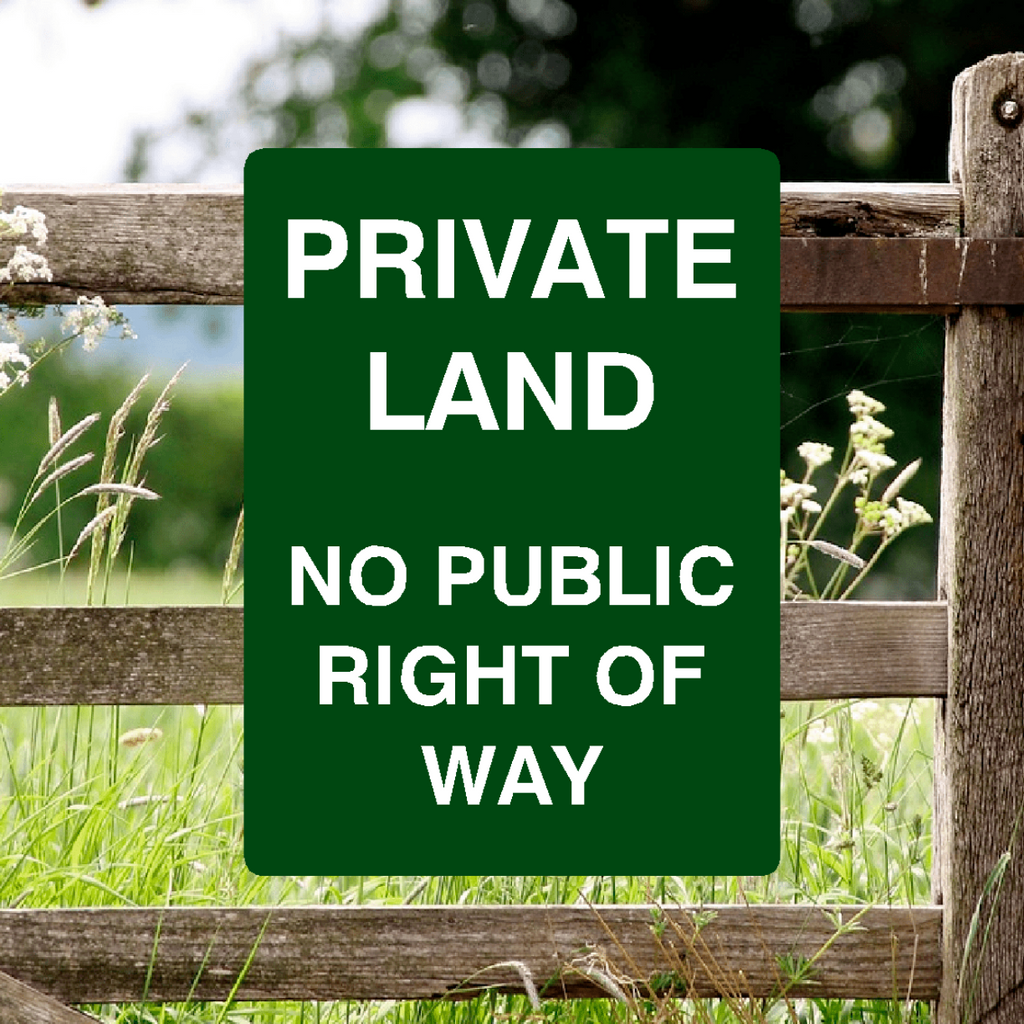 Private Land No Public Right Of Way Sign Green Portrait