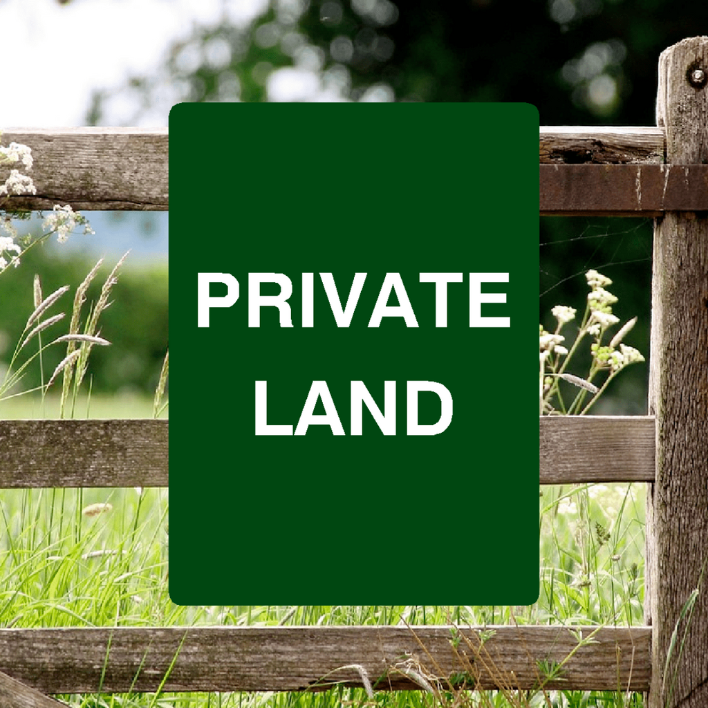 Private Land Sign Green Portrait