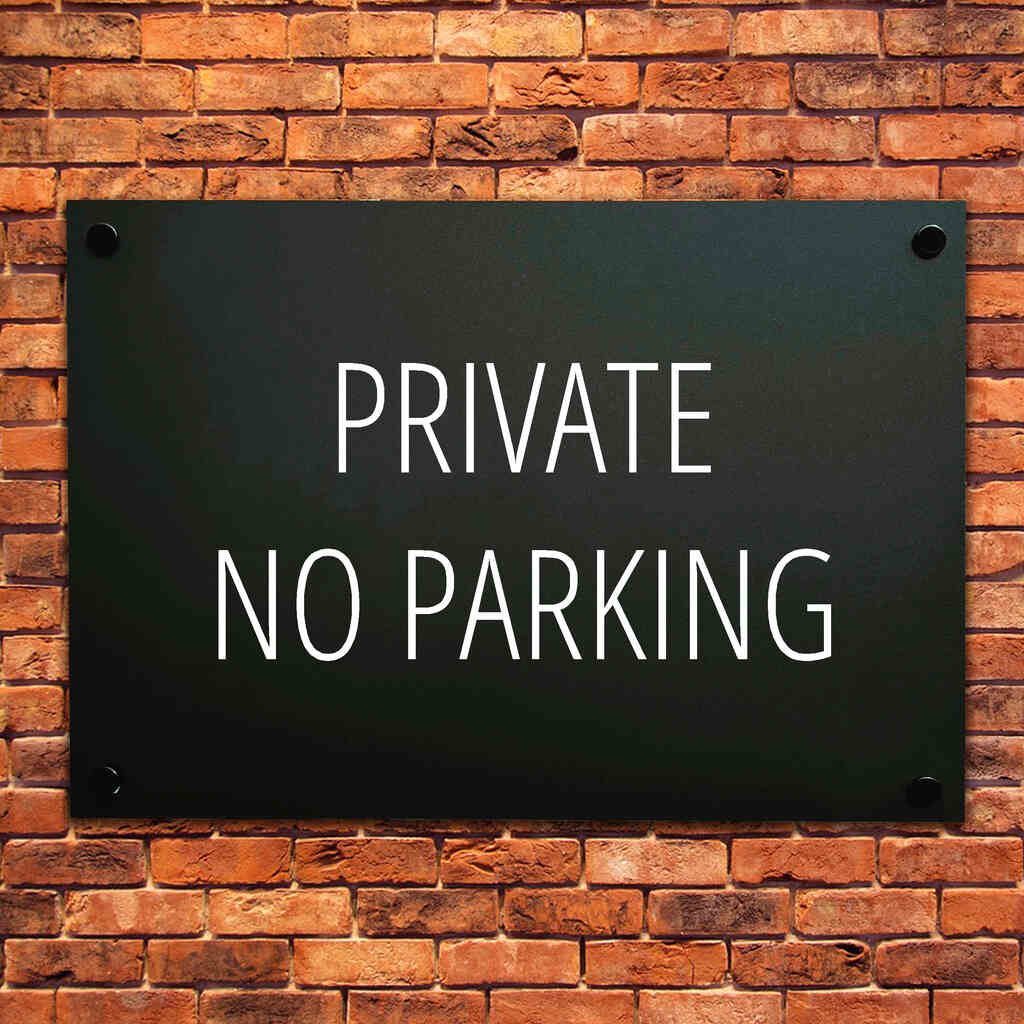 Private No Parking Sign Midnight Black Landscape - The Sign Shed