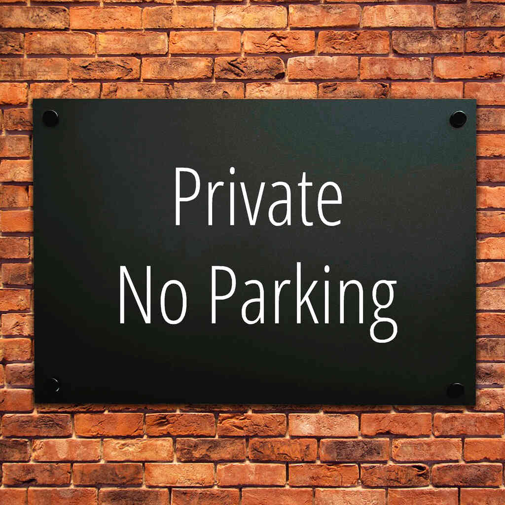 Private No Parking Sign Midnight Black Landscape - The Sign Shed