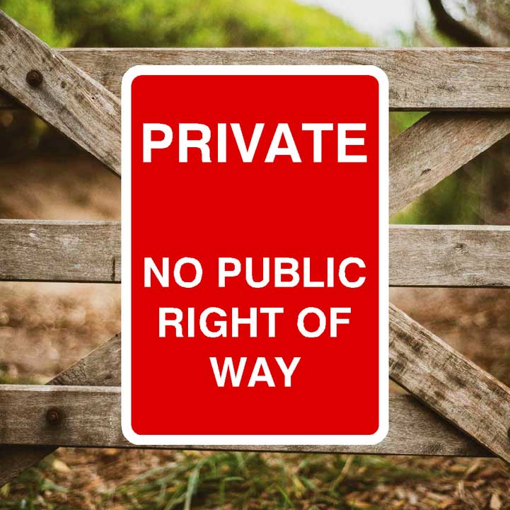 Private No Public Right Of Way Portrait Sign - The Sign Shed