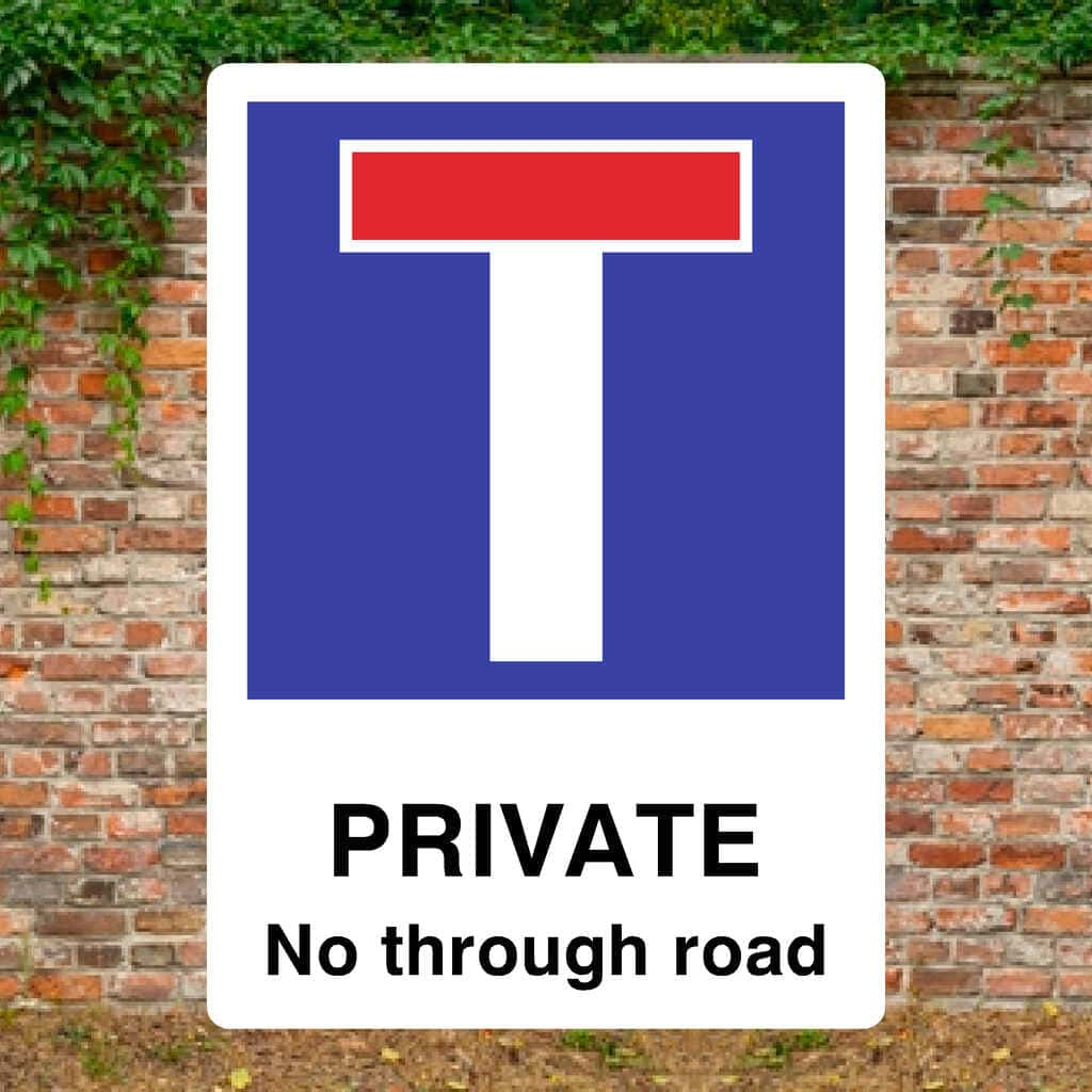 Private No Through Road Sign - The Sign Shed