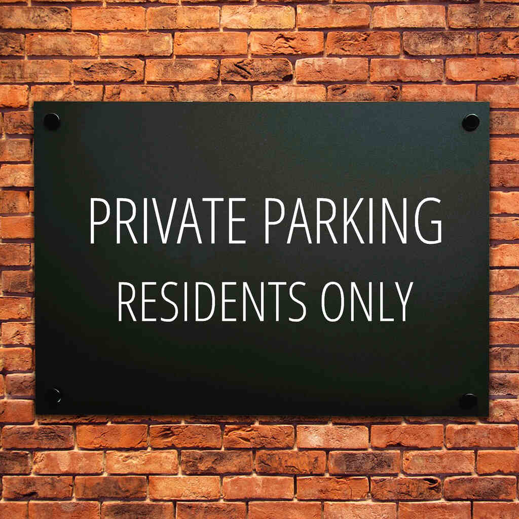 Private Parking Residents Only Sign Midnight Black Landscape - The Sign Shed