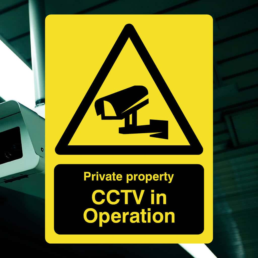 Private Property CCTV In Operation Yellow Sign - The Sign Shed