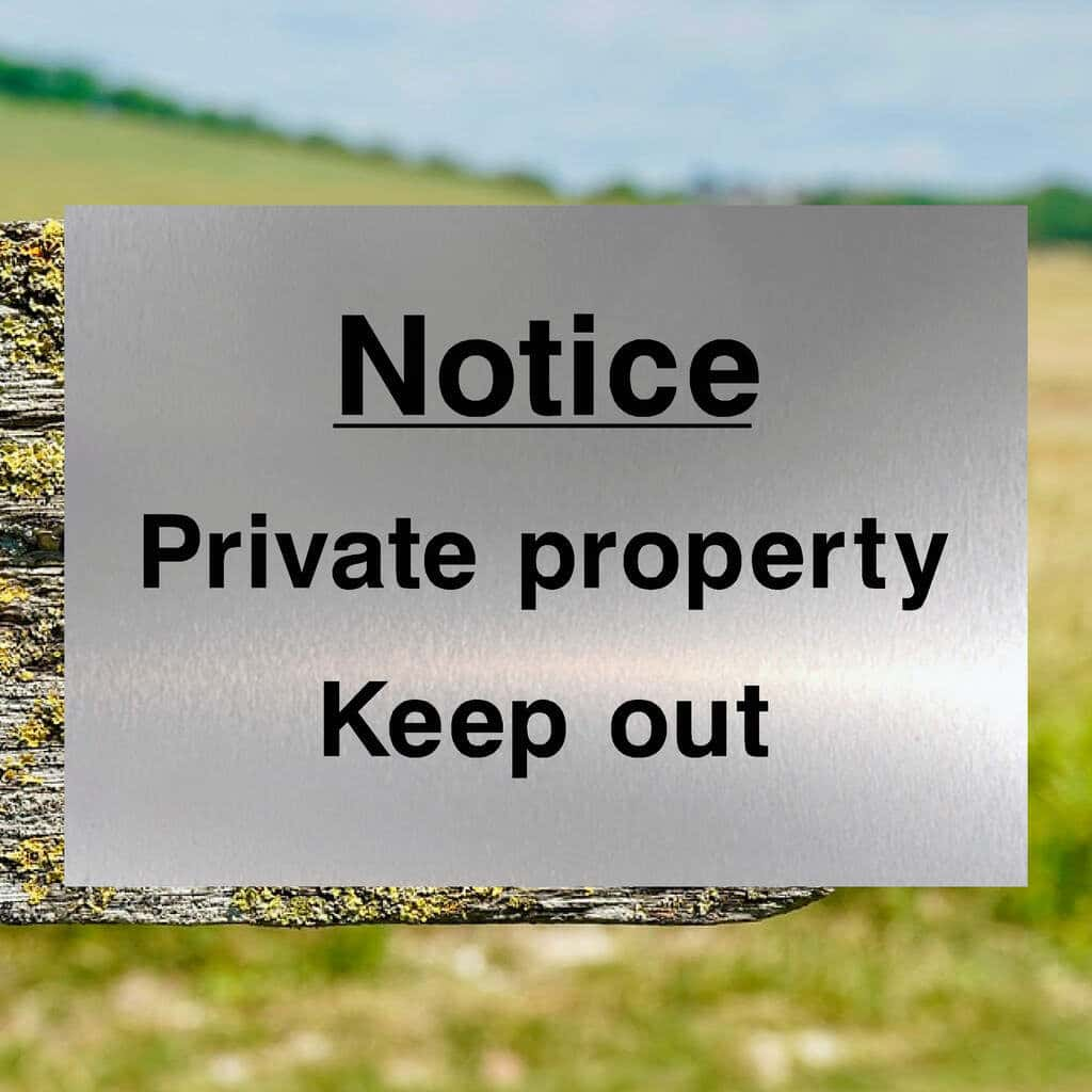 Private Property Keep Out Sign Brushed Silver - The Sign Shed