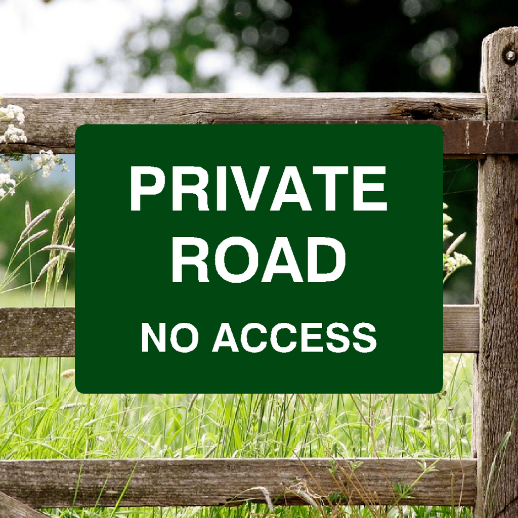 Private Road No Access Full Colour Sign Green