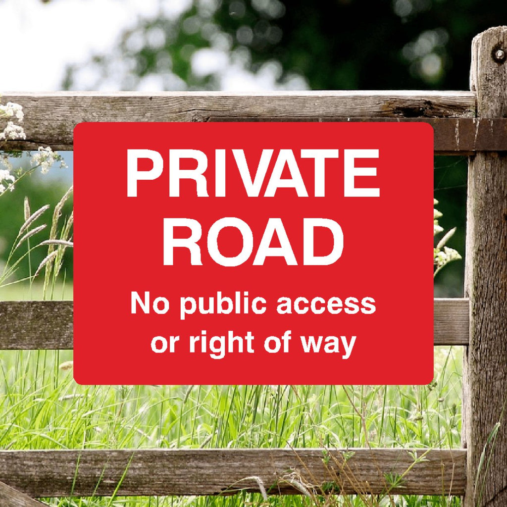 Private Road No Public Access Or Right Of Way Full Colour Sign - The Sign Shed