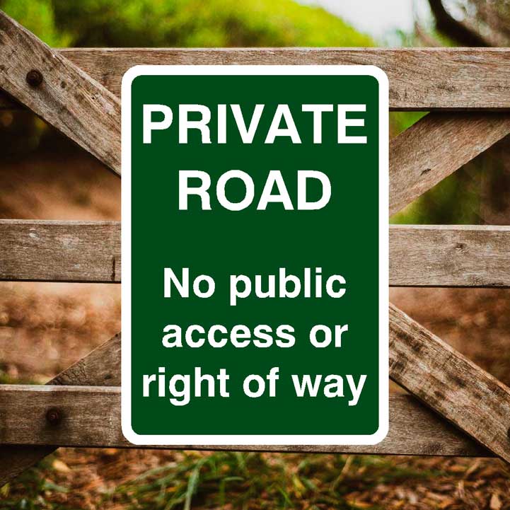 Private Road No Public Access Or Right Of Way Portrait Sign - The Sign Shed