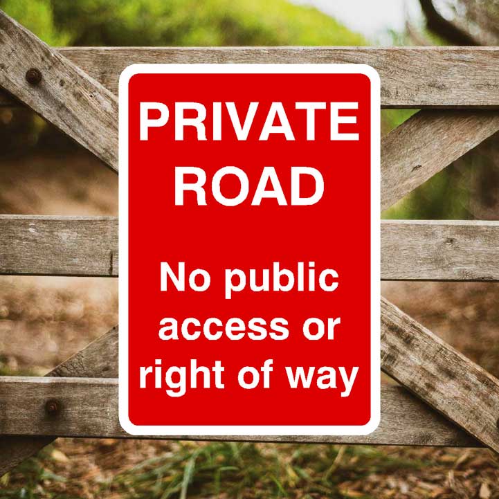 Private Road No Public Access Or Right Of Way Portrait Sign - The Sign Shed