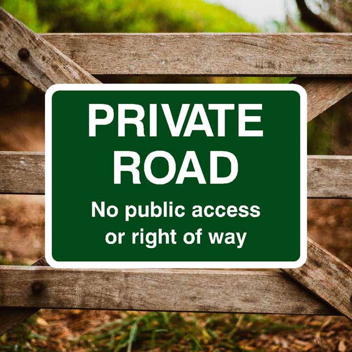 Private Road No Public Access Or Right Of Way Sign - The Sign Shed