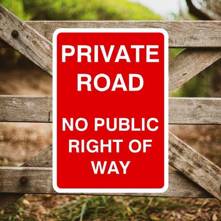 Private Road No Public Right Of Way Portrait Sign - The Sign Shed