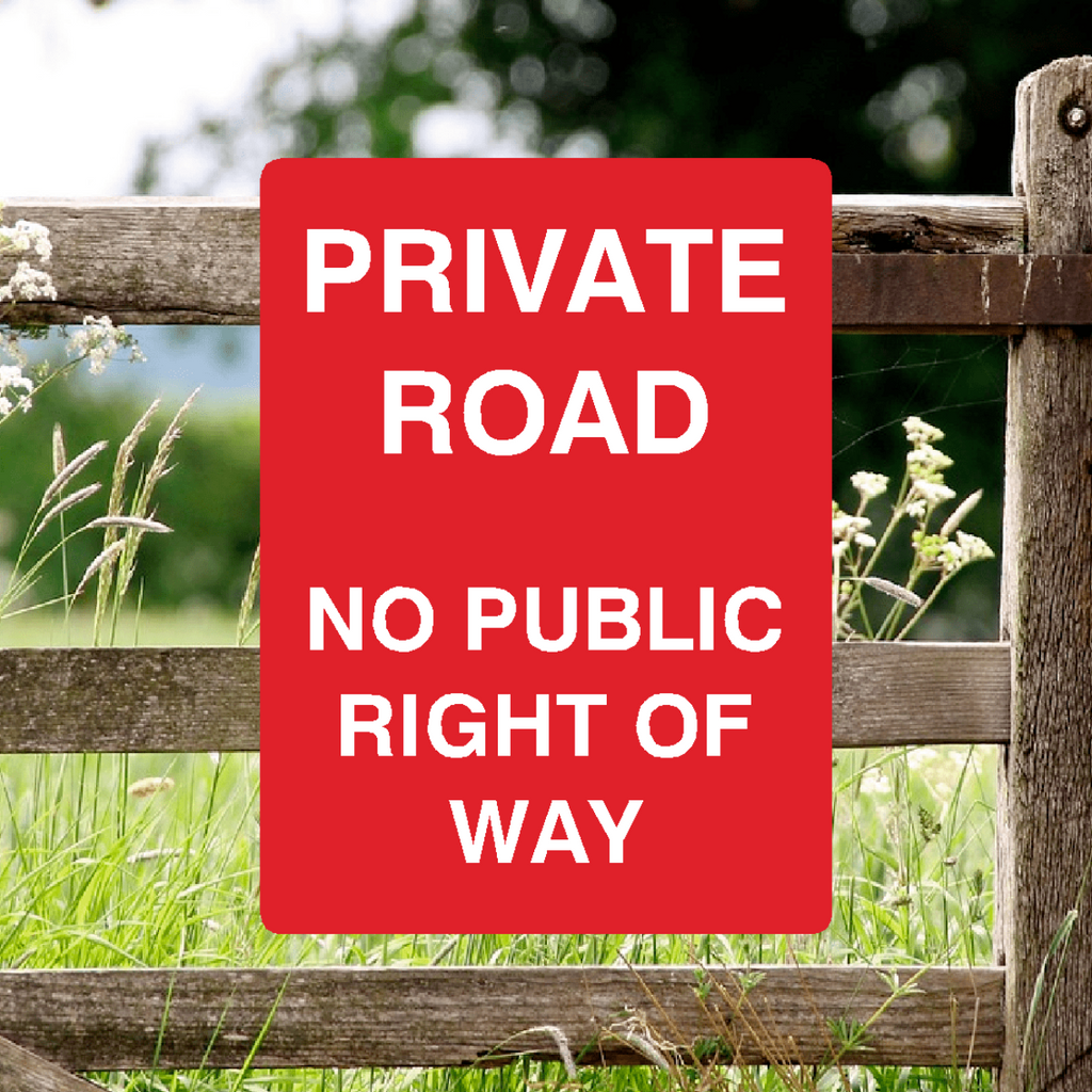 Private Road No Public Right Of Way Red Portrait