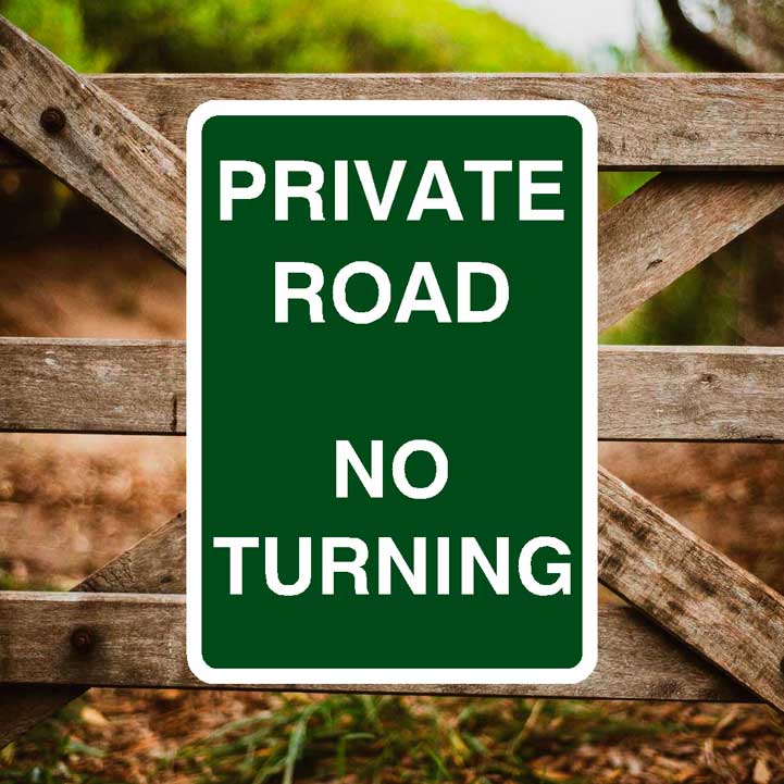 Private Road No Turning Portrait Sign - The Sign Shed