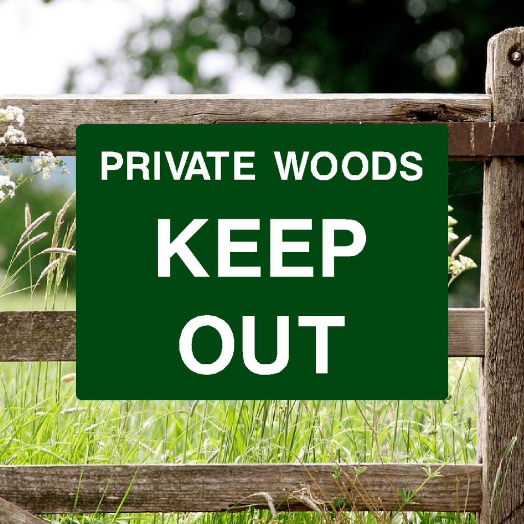 Private Woods Keep Out Sign Green 