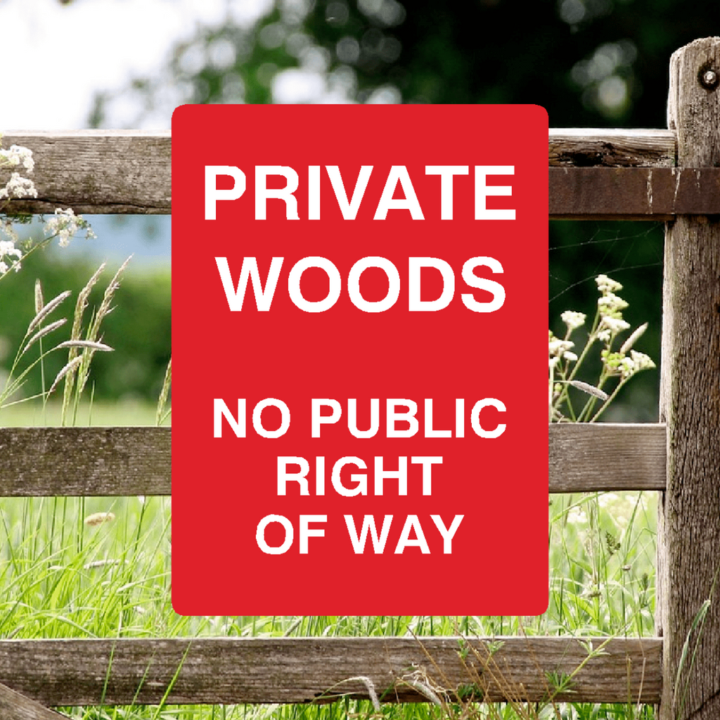 Private Woods Sign Red Portrait