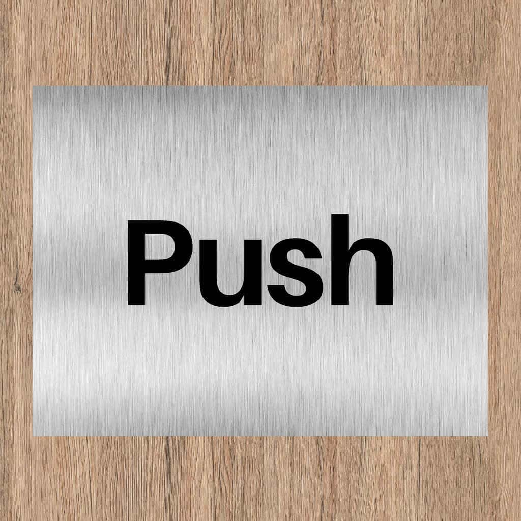 Push Brushed Silver Door Sign - The Sign Shed