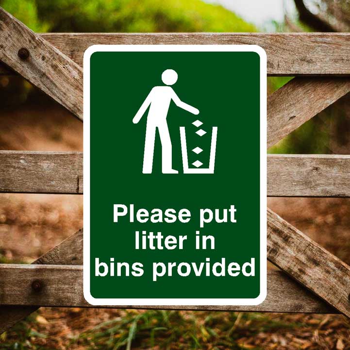 Put Litter In Bins Provided Sign Portrait - The Sign Shed