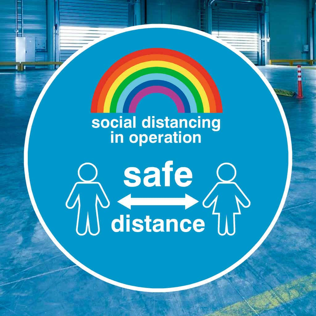 Rainbow Social Distancing In Operation Floor Sticker - The Sign Shed